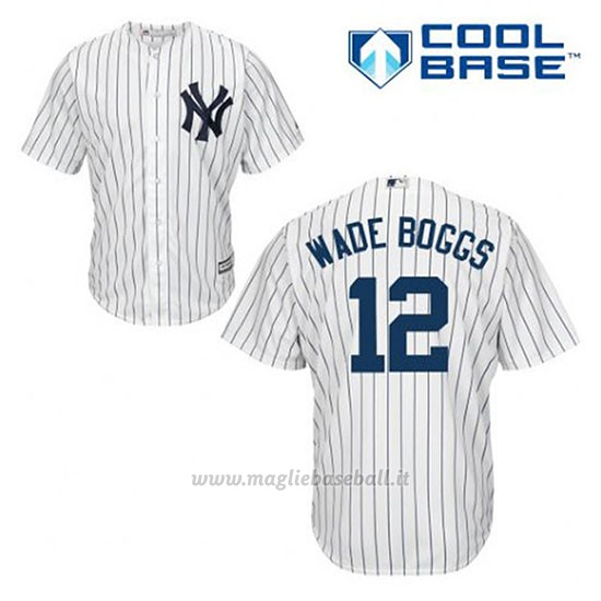 Maglia Baseball Uomo New York Yankees Wade Boggs 12 Bianco 1ªCool Base